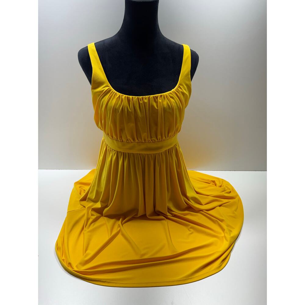 Essentials By ABS Women’s Dress Sz 10 Yellow Sleeveless Spring Fit And Flair